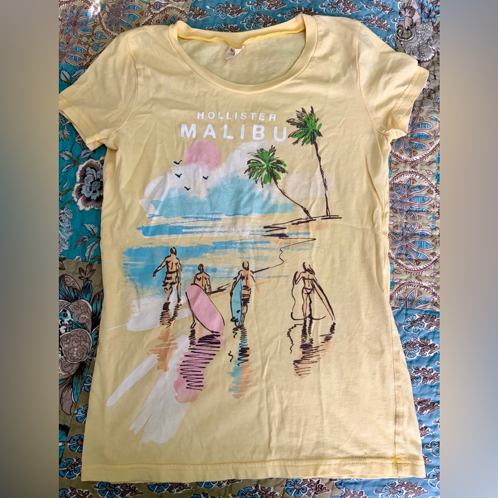Hollister Yellow Malibu Surf Graphic Tee
